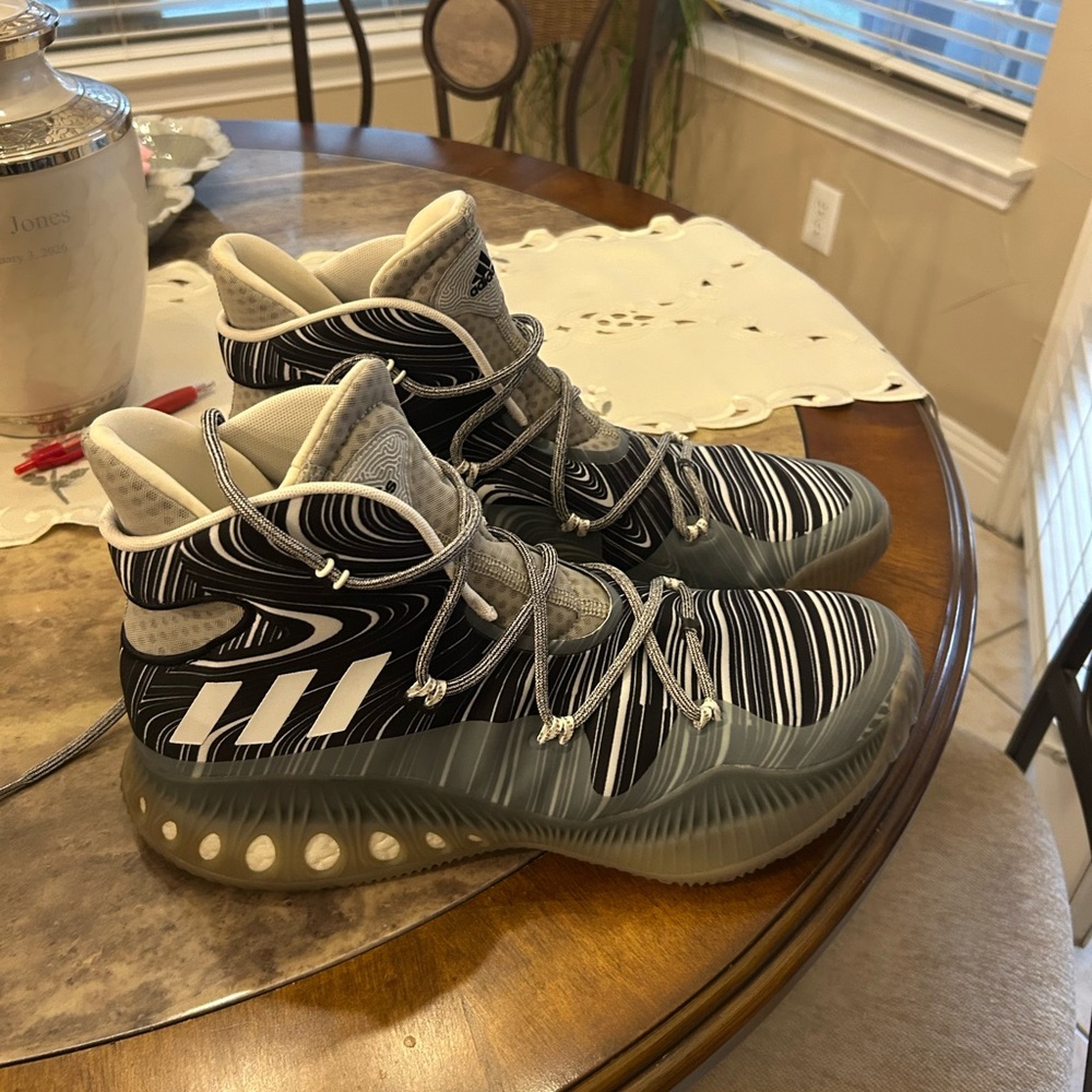 Adidas Crazy Explosive size 15 Black and White Striped High-Tops